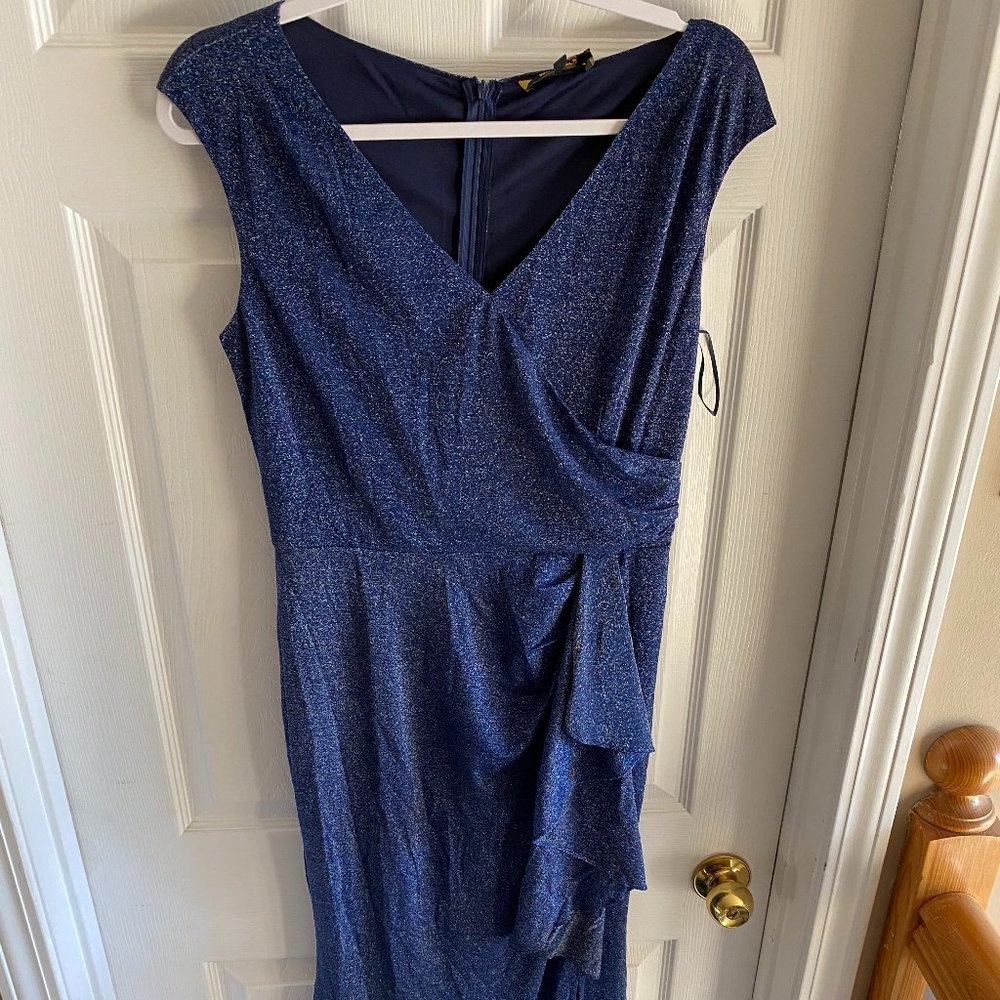 MIUSOL Ruffle Trim Split Thigh Glitter Prom Dress, Wedding, Formal